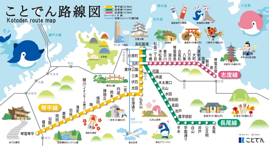ことでん路線図