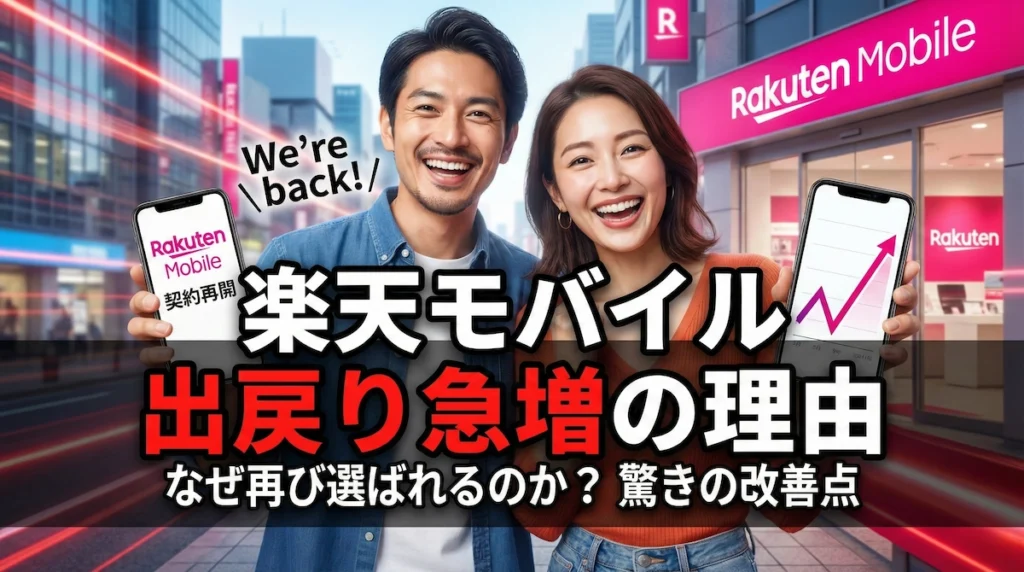 楽天モバイル出戻り急増のサムネイル。契約再開が増える理由と改善点を分かりやすく紹介